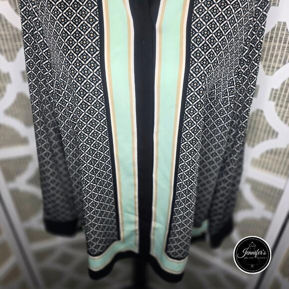 3/$30 Dana Buchman Multicolored Silk Like Roll Tab Sleeve Tunic/Blouse Size 8 - Picture 5 of 13